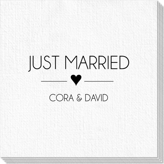 Just Married with Heart Deville Napkins